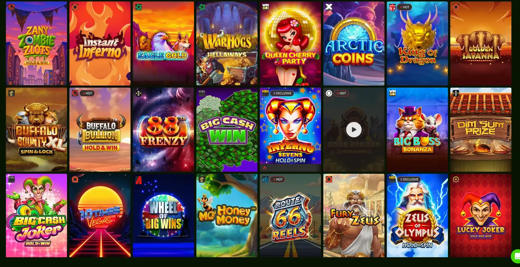 Betonred Online Casino Spieleauswahl